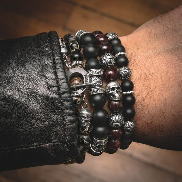 Bracelet Cortes Onyx perles noires -santa muerte