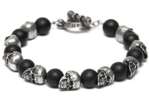 Bracelet Lima black tetes de mort et perles -santa muerte