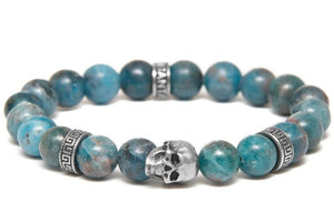 Bracelet Montejo Azul tete de mort et perles -santa muerte