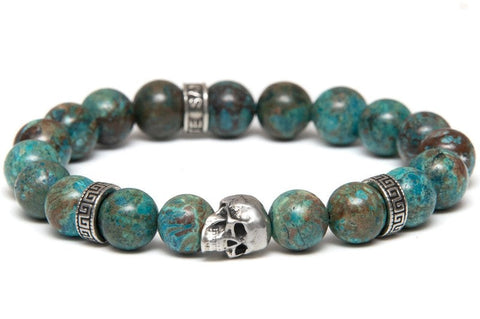 Bracelet Montejo Houma tete de mort et perles -santa muerte