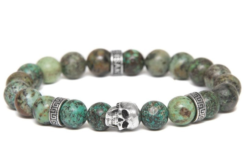 Bracelet Montejo Turquoise tete de mort et perles -santa muerte