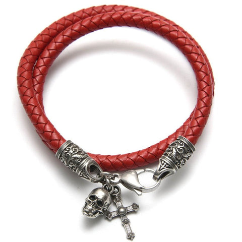 Bracelet Pisco Rojo cuir -santa muerte