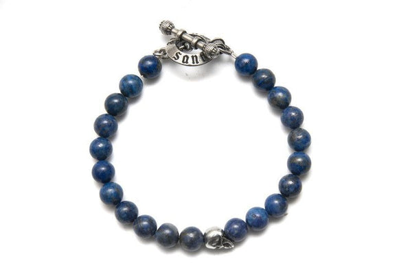 Bracelet Soto Lapis Lazuli tete de mort et perles -santa muerte