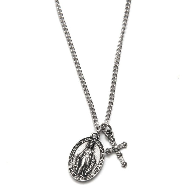 Collier Médaille miraculeuse pendentif croix -santa muerte