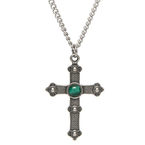 Collier cruz de Narvez croix malachite -santa muerte