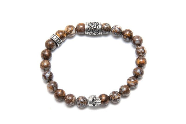 bracelet Soto opale africaine tete de mort et perles -santa muerte