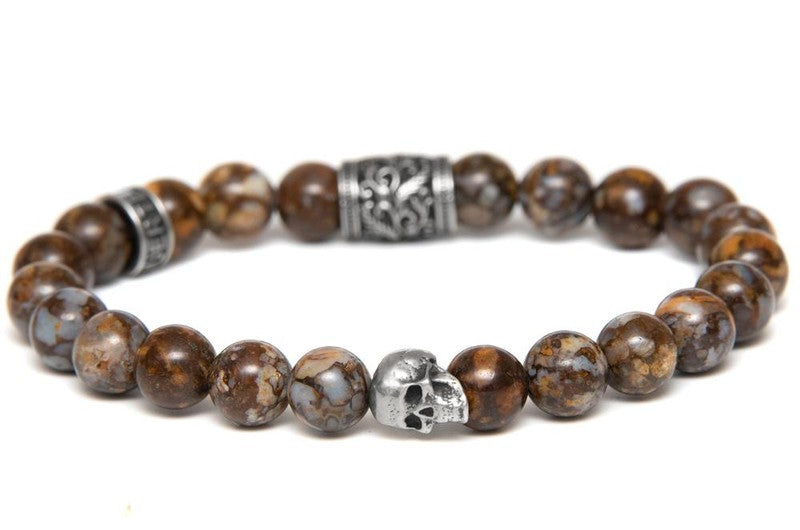 bracelet Soto opale africaine tete de mort et perles -santa muerte