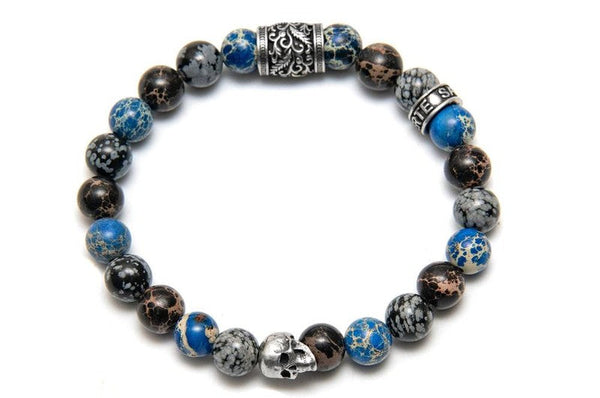 bracelet Soto passage de drake tete de mort et perles -santa muerte